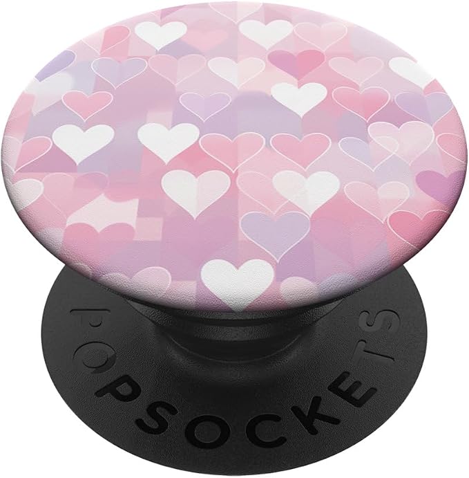 Pink Heart Pattern Valentines Day PopSockets Adhesive PopGrip
