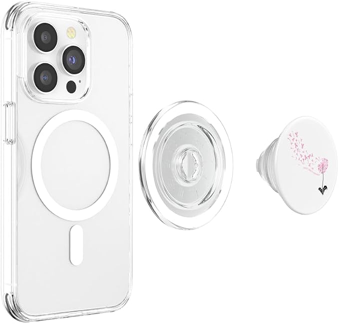 Dandelion Breast Cancer Awareness Pink RIbbon Support Gift PopSockets Adhesive PopGrip