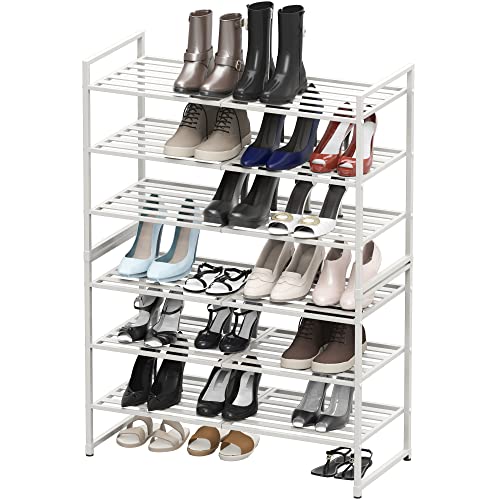 Simple Houseware 3-Tier Stackable Metal Panel Shoes Rack, White - color: White, style: Metal Panel