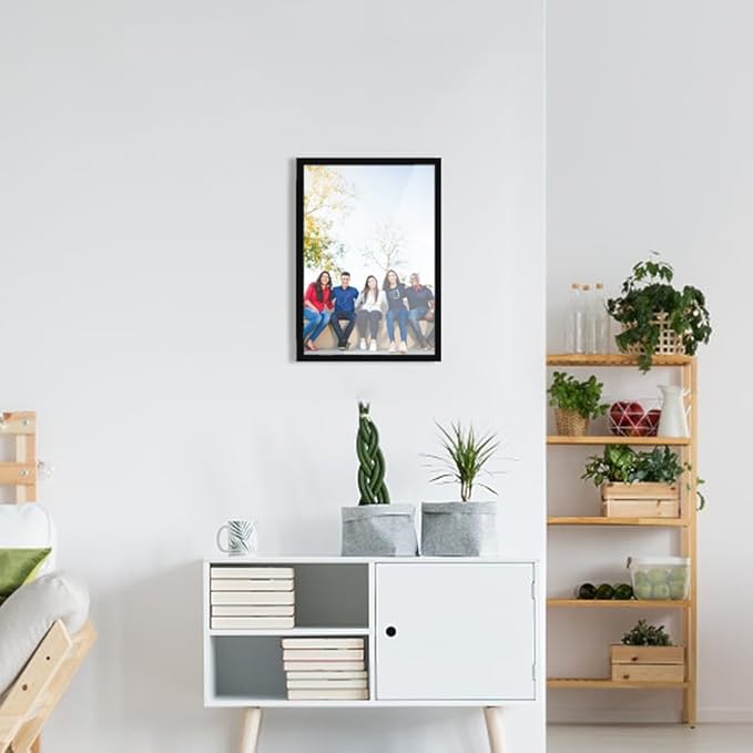 Black Frame Enclosed Whiteboard with Wooden Frame, Approx.16x11in Poster Frame and Functional Whiteboard for Office, Home(Poster Not Included)