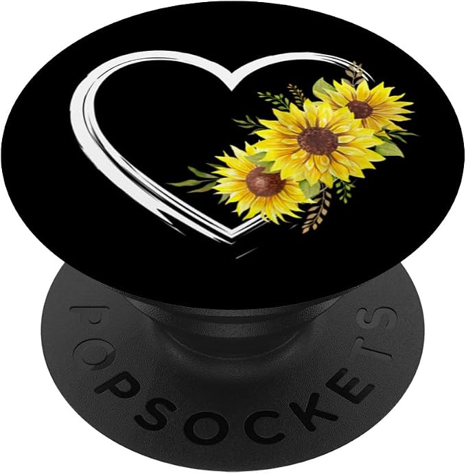 Heart Outline With Sunflowers PopSockets Adhesive PopGrip