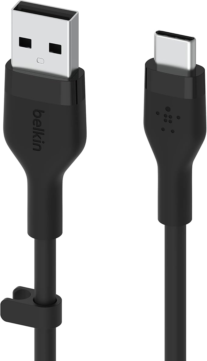 Belkin USB A to USB C Cable 6.6ft iPhone Charger Cord | soft-touch silicone finish includes cable clip iPhone 17 Samsung Galaxy S25 Pixel 9 Nintendo Switch 2 everyday cable