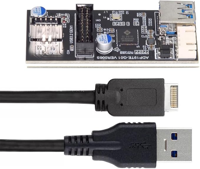 cablecc 5Gbps Type-E USB 3.1 Front Panel Socket &amp USB 2.0 to NVME NGFF M-Key Express Card VL805 Adapter for Motherboard