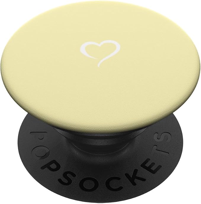 Pale Pastel Yellow Hand Drawn Heart Minimalist Love PopSockets Standard PopGrip
