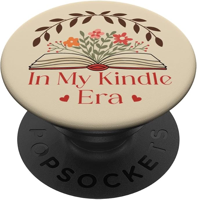 in My Kindle Era Botanical Flowers Book Lover PopSockets Adhesive PopGrip