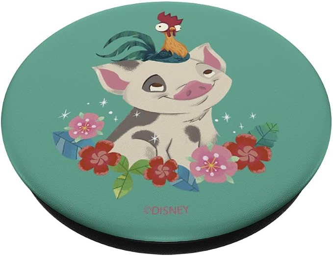 Disney Moana Pua and HEI HEI Floral Portrait PopSockets Adhesive PopGrip
