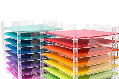 We R Memory Keepers 12x12 Inch Paper Trays, for Storing Paper, Embellishments, Tools, and More, Organization System, 4-Pack of Acrylic Trays, Easy Assembly, and Storage
