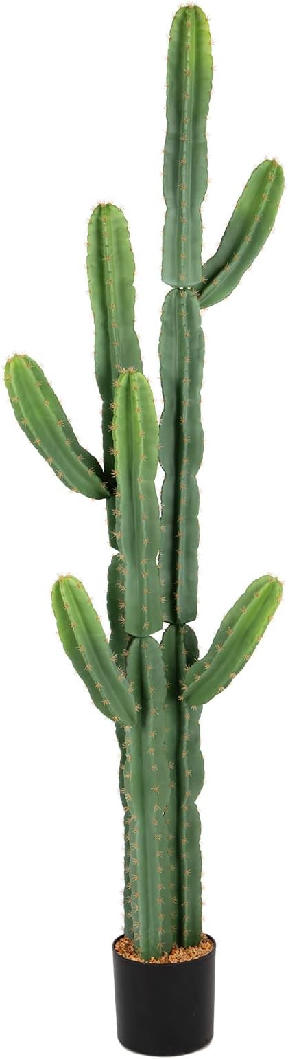 UV-Resistant Artificial Fake Cactus Plants 6ft – Large Faux Cowboy Cactus for Indoor & Outdoor Home, Office, or Garden Decor