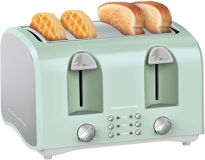 OVENTE Electric 4-Slice Toaster, 6-Shade Settings,Teal TS4410LBL