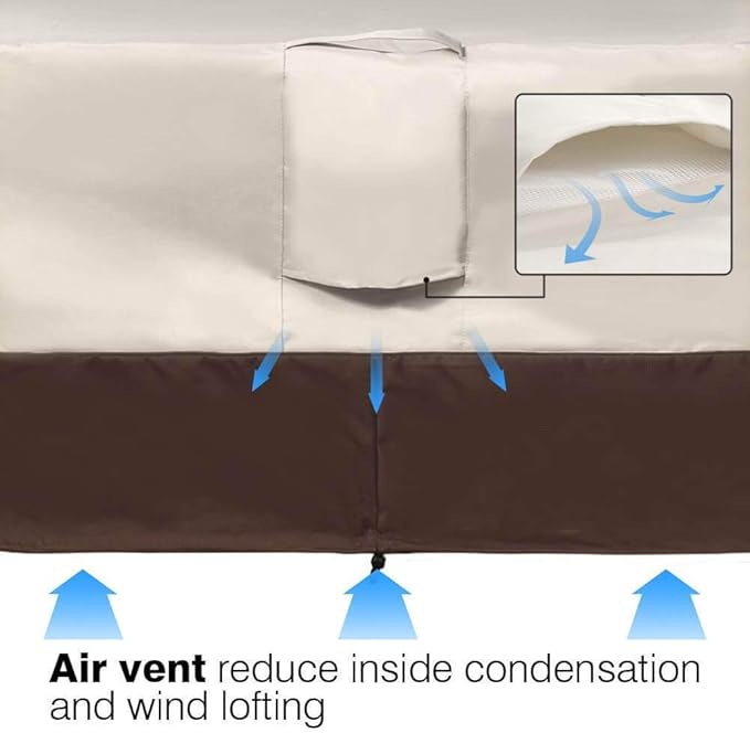 Vailge Waterproof Patio Furniture Set Cover with Padded Handles, Patio/Outdoor Table Cover, Patio/Outdoor Dining Square Table Chairs Cover(Medium,Beige & Brown)