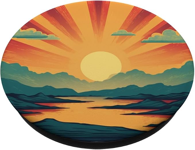 Retro Sunset 70s Sunrise Vintage Sun PopSockets Adhesive PopGrip