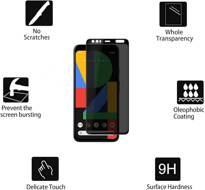 3 Pack Privacy Screen Protector for Google Pixel 4 9H Hardness [Anti-Scratch] Full Coverage Anti-Spy Tempered Glass Film for Google Pixel 4 [Don’t Support Fingerprint Unlock] | 9H Hardness Anti-Spy T