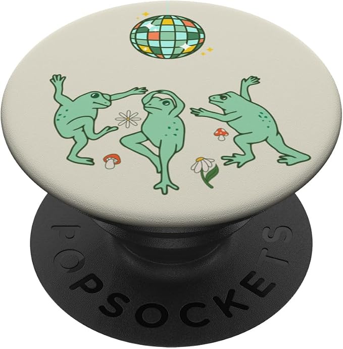 Funny Frog Disco Dance 70s 80s Groovy Hippie Funky Party PopSockets Adhesive PopGrip