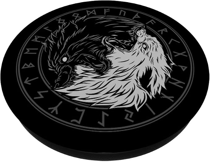 Sons of Fenrir - Sköll and Hati - Ying Yang Wolf PopSockets Adhesive PopGrip