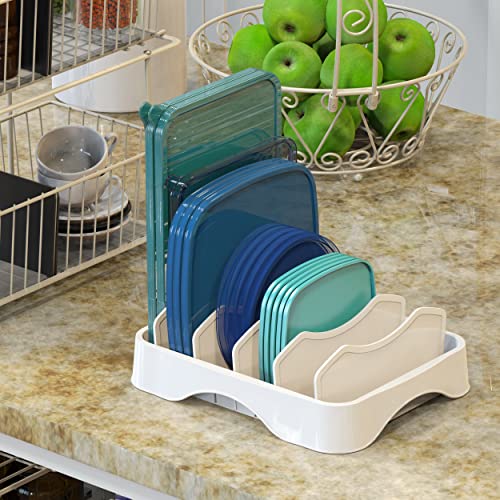 Simple Houseware Food Container Lid Organizer, Adjustable Dividers Lids Storage, 10''x8'', White - size: Small - 10.6'' x 8.3''