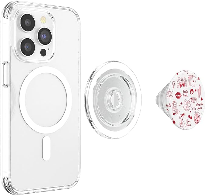 Coquette Doodles Western Lucky Cowgirl Cowboy in Red PopSockets PopGrip for MagSafe