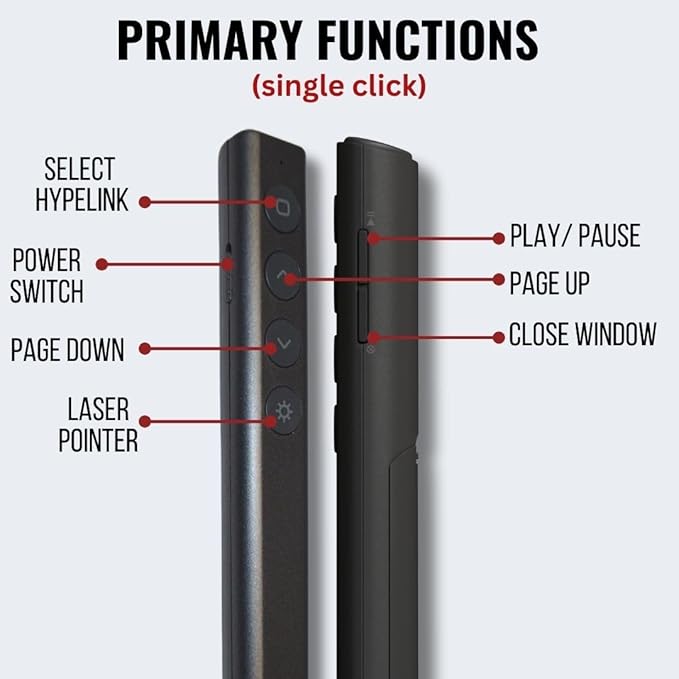 Red Star Tec PR-819V Presentation Clicker- Wireless Presenter PowerPoint Clicker with Red Laser Pointer for Presentations, Suitable for School and Business Use