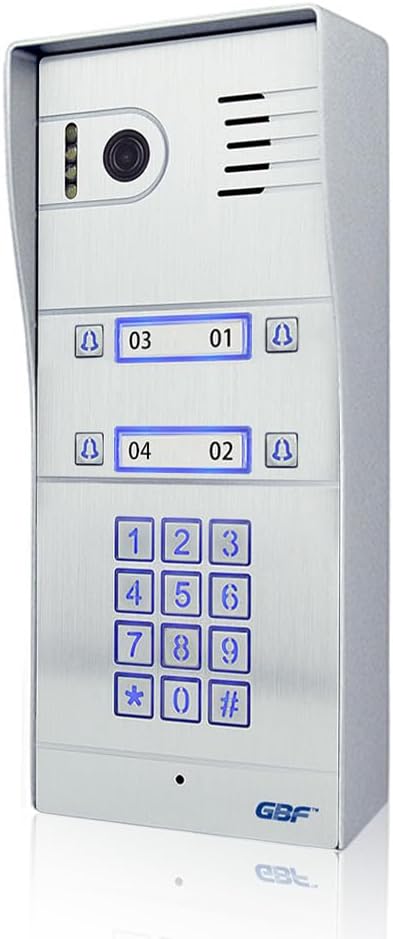 GBF Smart Full IP Video Door Station/Smart Video Intercom System for 4 Unit Apartment (GBF-PL963PM4U-POE)- 1080P Camera, Built in POE, Control Two Locks remotely, Smart Keypad