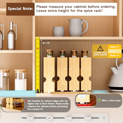 Jolitac Bamboo Pull Out Spice Rack for Cabinet, Slide Out Drawers, Space-Saving Seasoning Kitchen Pantry Sliding Vertical Organization, Easy to Install, 6" Wide, 2 Drawers(1.85" Wide), 2-Tier - size: 6" Wide, 2 Drawers(1.85" Wide), 2-Tier