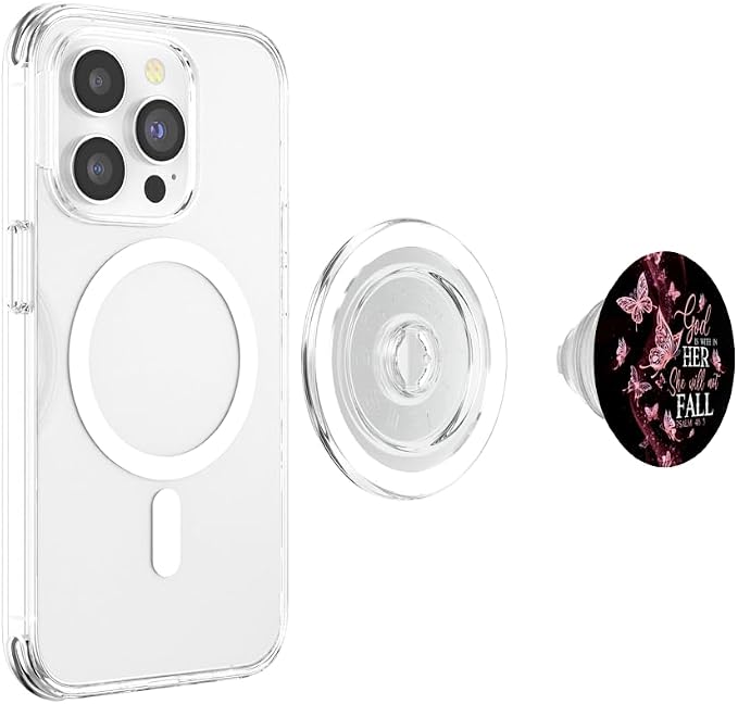 Christian God is Within Her She Will Not Fall 46:5 Butterfly PopSockets Adhesive PopGrip