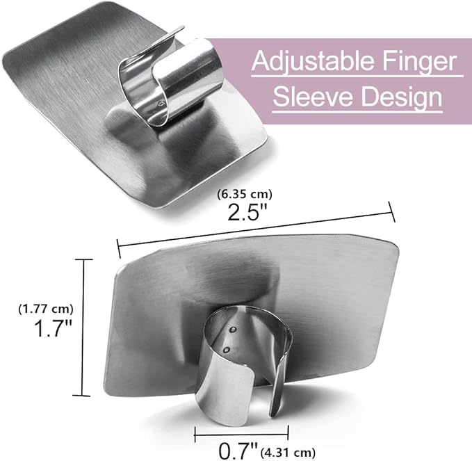 Promifun Finger Guards for Cutting, 4 Pcs Stainless Steel Finger Protector for Cutting Food, Knife Guard, Chopping Protector for Dicing and Slicing in Kitchens