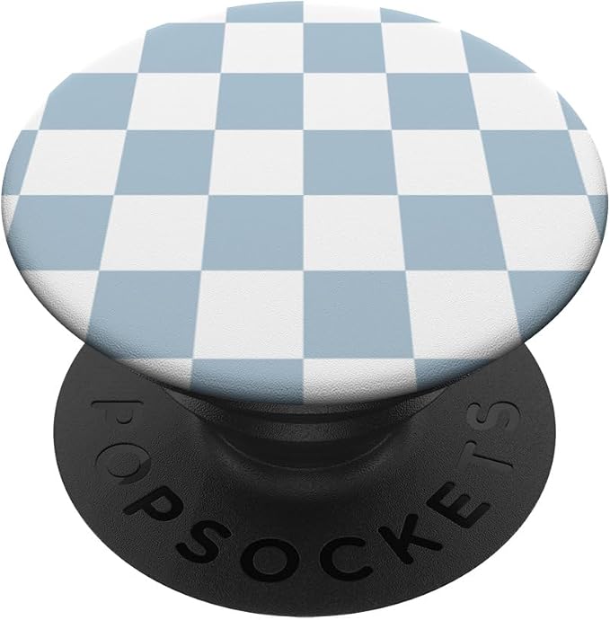 Light Blue Checkered Blue and White Checkered Pattern PopSockets PopGrip for MagSafe