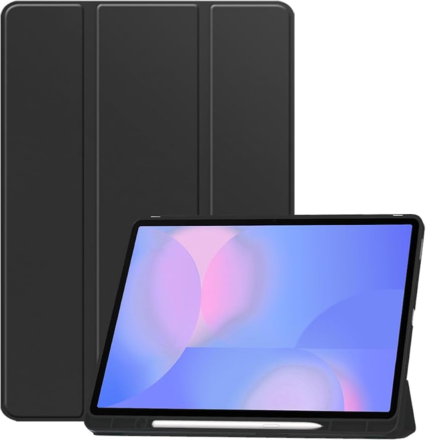for Samsung Galaxy Tab S10 FE+ 13 inch Tablet CaseBOVGAC Ultra Slim PU Leather Folding Protective Cover Case with Adjustable Soft TPU Back Shell Full Protection Scratch Resistant (Black)