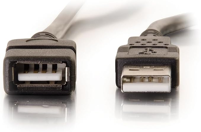 C2G 52107 USB A to A Long USB Extension Cable 6.56 Feet (2 Meters) Black (Pack of 2)