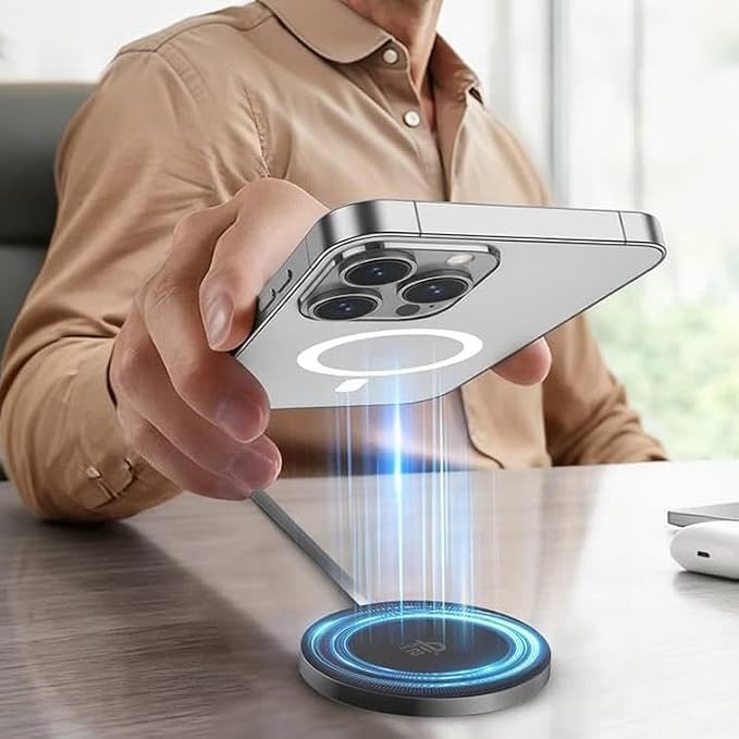 BoxWave Cables &amp Adapters Compatible with Huawei Mate 80 RS Ultimate - MagnetoDisc Wireless Charger Compatible with Qi2 (25W) Charging Standard Circular Magnet Desktop Travel Disc - Jet Black