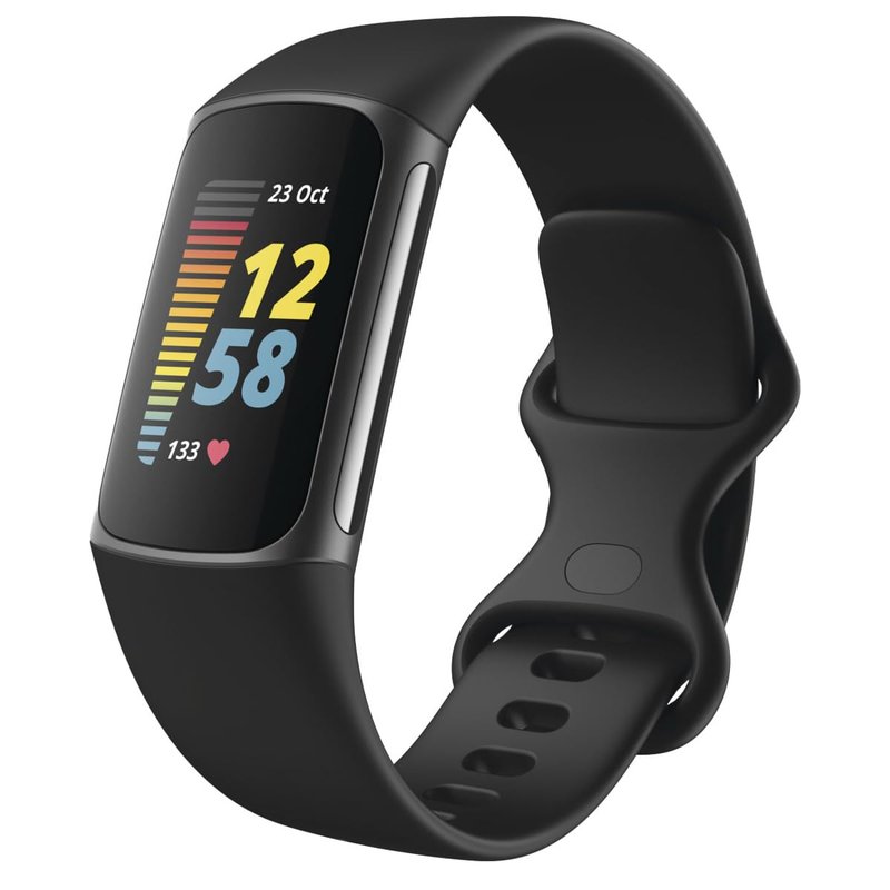 Fitbit Charge 5 Advanced Fitness & Health Tracker with Built-in GPS, Stress Management Tools, Sleep Tracking, 24/7 Heart Rate and More, Black/Graphite, One Size (S &L Bands Included) (Renewed)