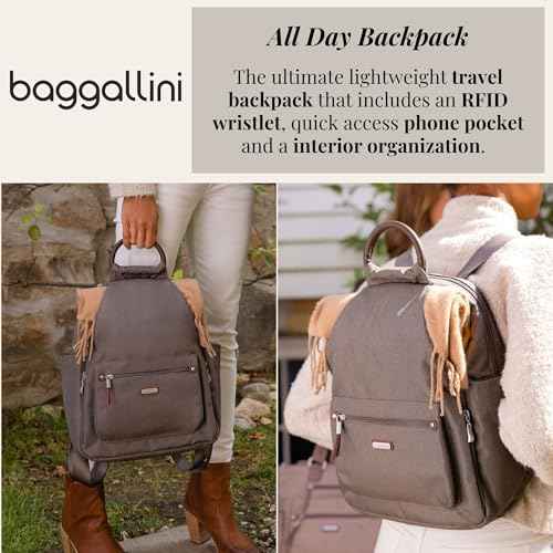 Baggallini All Day Backpack with RFID Phone Wristlet - Lightweight Travel Backpack for Women