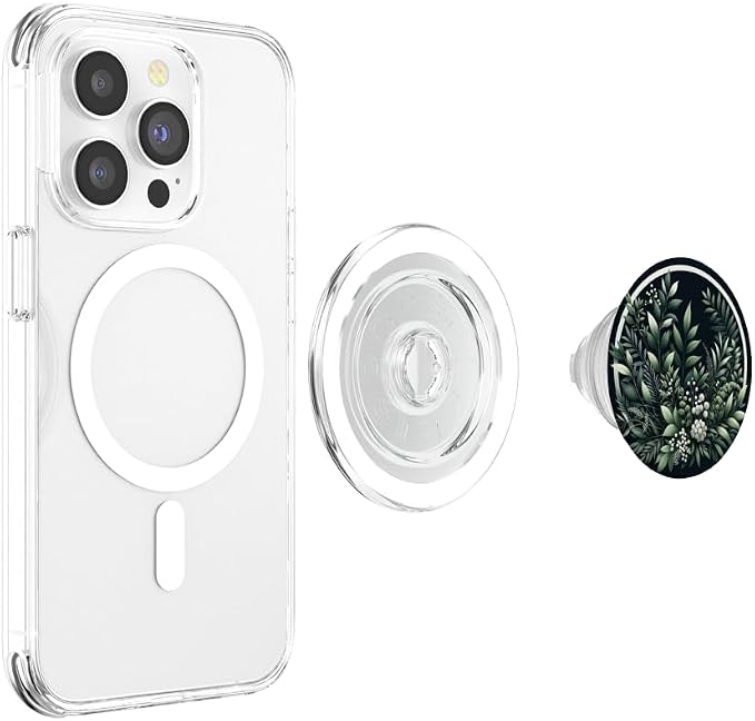 Elegant Midnight Garden - Lush Botanical Circle Illustration PopSockets Standard PopGrip