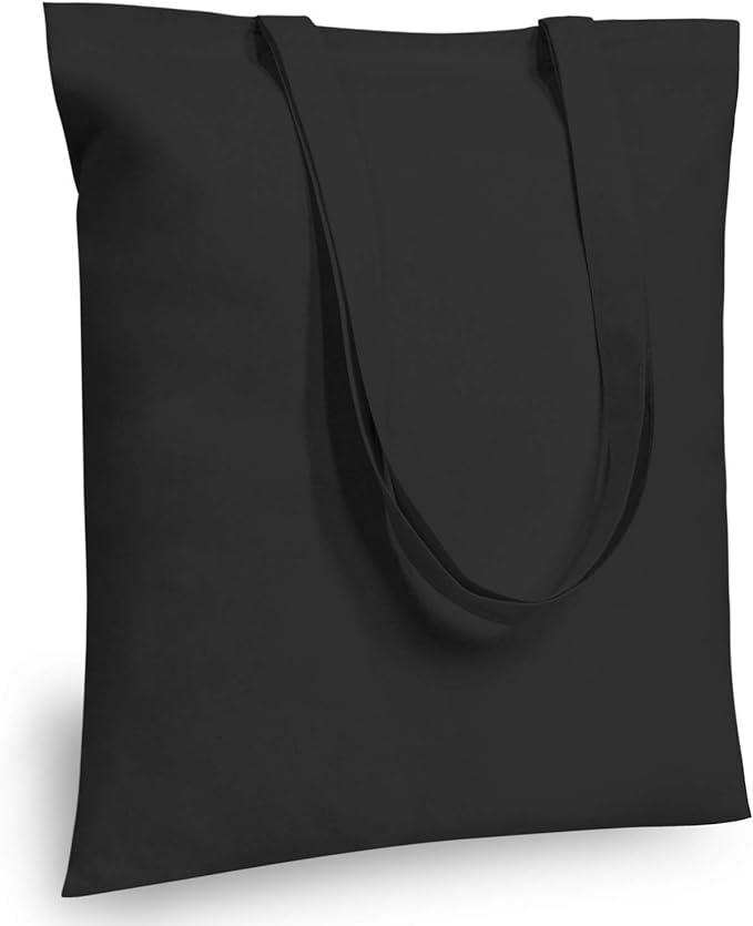 TOPDesign 6-Pack Economical 16"x15" Black Cotton Tote Bag, Lightweight Medium Reusable Grocery Shopping Cloth Bags, Suitable for DIY, Advertising, Promotion, Gift, Activity