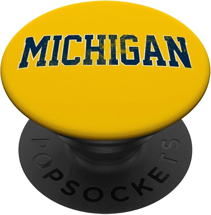 Vintage Michigan Look Maize Blue Men Retro Font Michigan Tee PopSockets Adhesive PopGrip