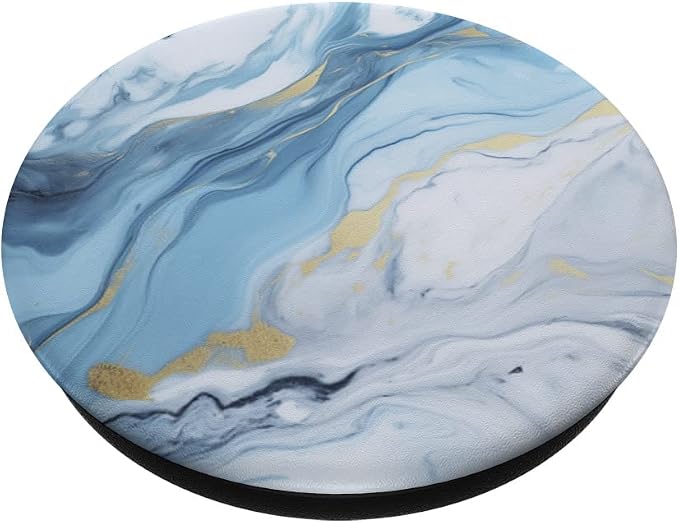 Marble-Like Blue and White Gold Pattern Aesthetic PopSockets Adhesive PopGrip