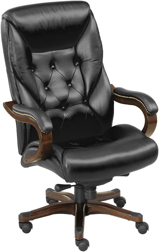NBF Kingston Standard Executive Office Chair Desk Chair - Ergonomic Chairs with Adjustable Gas Lift and Tilt - Modern Office Chair with Dual Wheel Casters - Faux Leather Chair (Black, Mahogany)