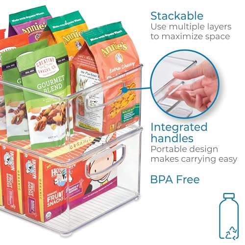iDesign Stackable Storage Bin with Handles - Organize Pantry, Fridge, or Freezer, Clear, Made in USA - style: Pack of 1