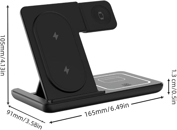 3 in 1 Wireless Charger Foldable Fast Charging Station for Phones Watches &amp Earbuds Portable Travel Stand