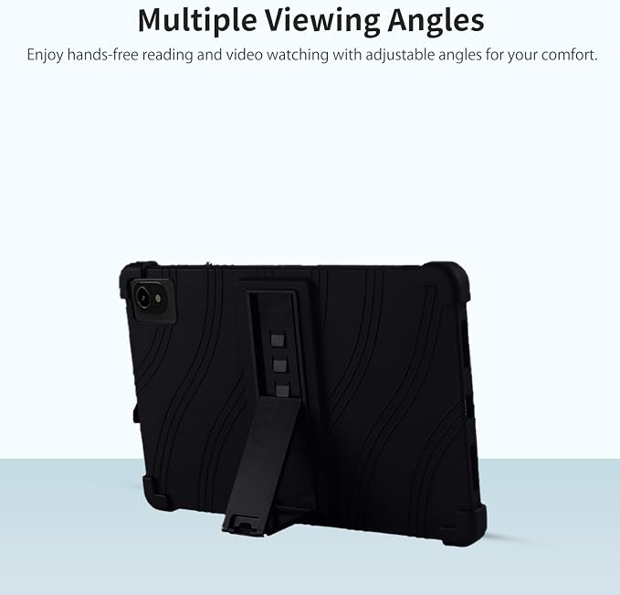 Case for ApoloMedia EP1095T 11inch Android 15 TabletAdjustable BracketSoft Silicone Protective Cover with Adjustable Stand Lightweight and Kid-Friendly(Black)