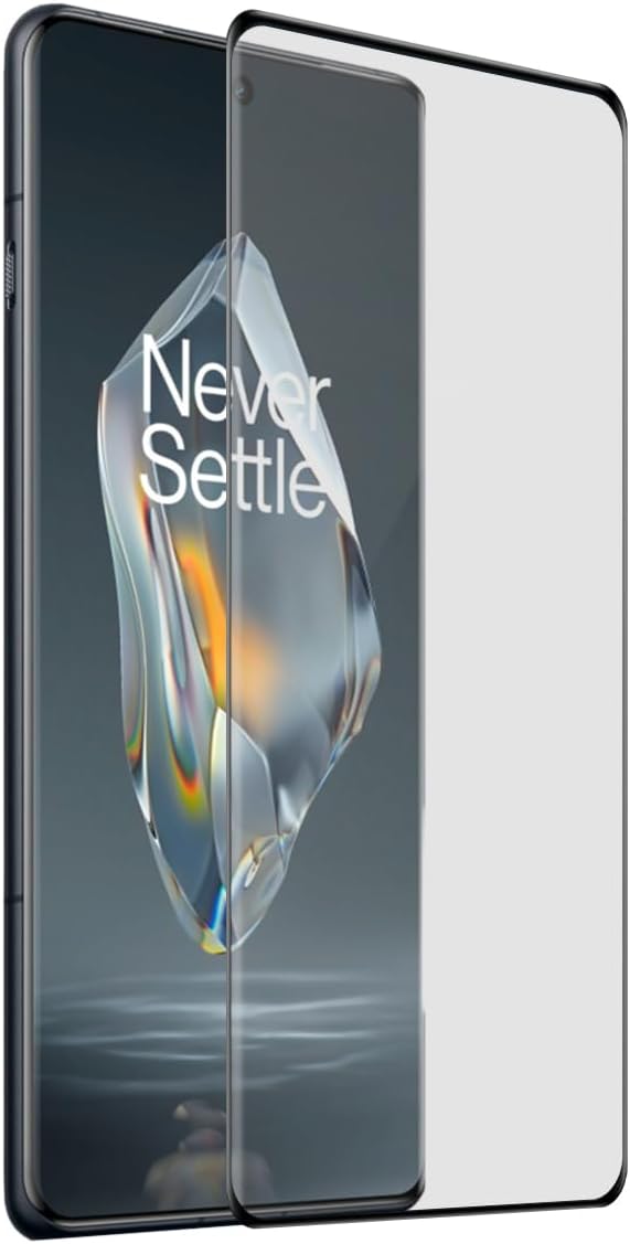 2Pcs For One Plus 12R 6.78 Screen Protector3D Curved Full Coverage Silk Anti-Scratch 9H HD No-Bubble Tempered Glass Screen Protector Protective Film For One Plus 12R 6.78 inch Black