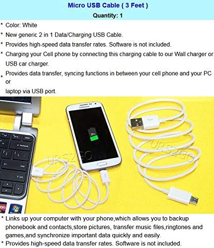 Travel External Dock Wall Quick USB/AC Battery Charger Micro USB Cable Compatible with Verizon Samsung Galaxy J3 Mission SM-J327V
