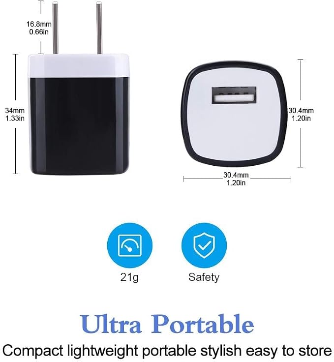USB Wall Plug 10Pack 1A/5V Single Port USB Wall Charger Block Power Adapter | Charging Cube Brick Box for iPhone 17 16 15 14 13 12 Pro Max/XS Samsung S26 S25 S24 S23 S22 S21 Ultra Android Phone Char