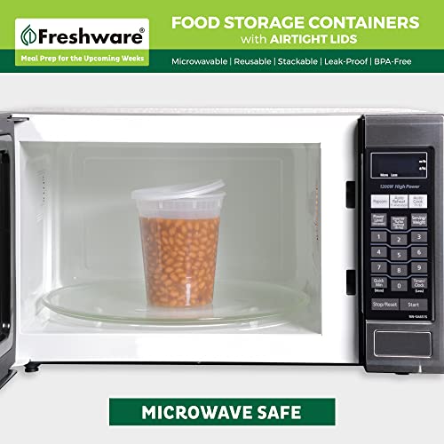 Freshware Food Storage Containers [24 Set] 32 oz Plastic Deli Containers with Lids, Slime, Soup, Meal Prep Containers | BPA Free | Stackable | Leakproof | Microwave/Dishwasher/Freezer Safe - size: 32 oz - 24 Sets
