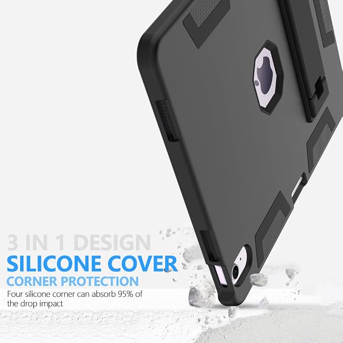 Puxicu Case for iPad 6th / 5th Generation (2018 2017 Model 9.7 Inch) Heavy Duty Rugged Protective Cover for iPad 9.7 Black