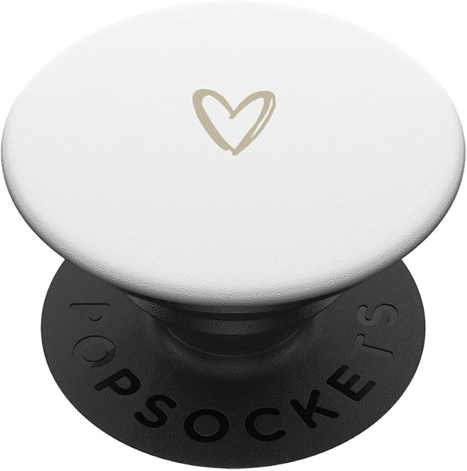 Beige White Minimalist Heart PopSockets Adhesive PopGrip