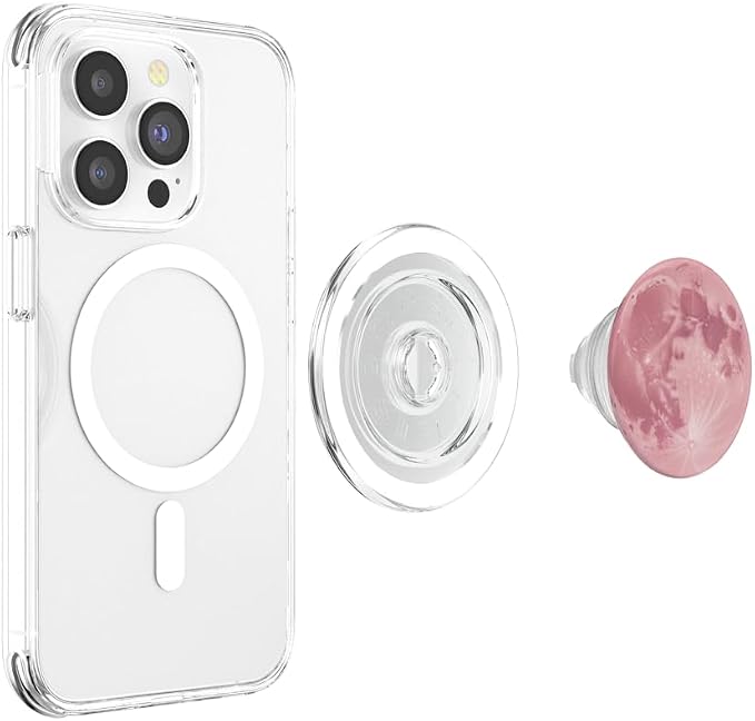 Pink Moon Illustration Print PopSockets Adhesive PopGrip