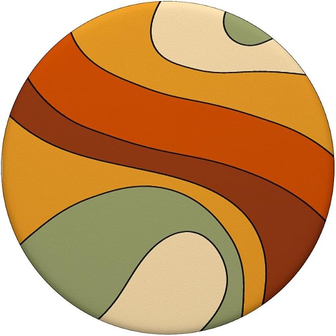 Retro Liquid Swirl Rainbow 70s Aesthetic Boho Burnt Orange PopSockets Adhesive PopGrip