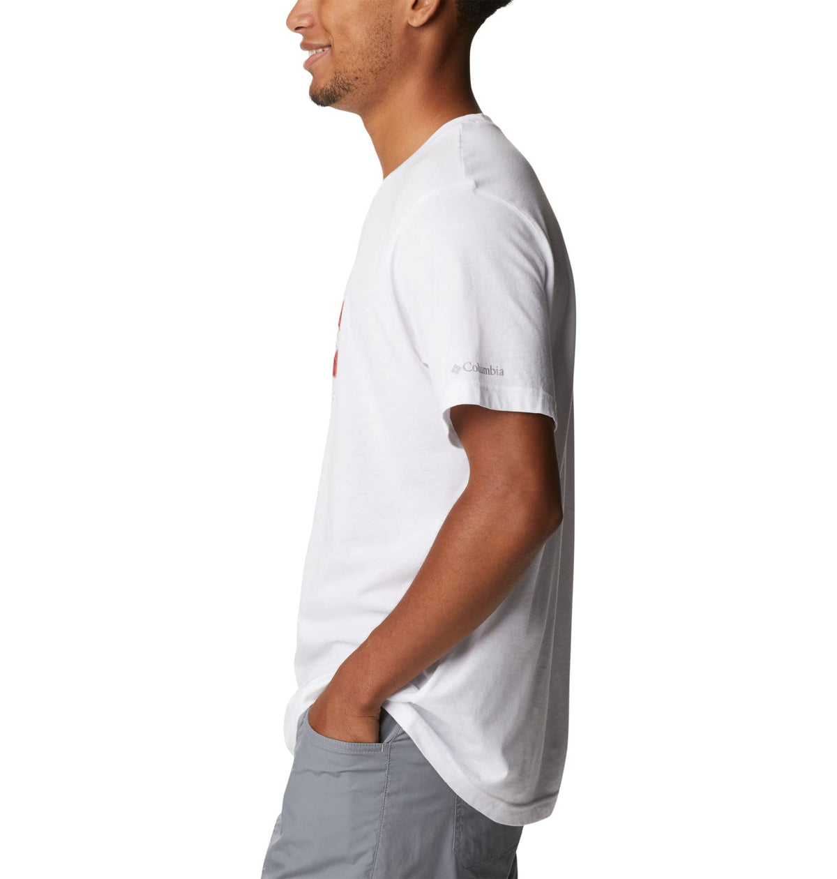 Columbia Men's Thistletown Hills Graphic Short Sleeve, White/Wanderland Graphic, Medium