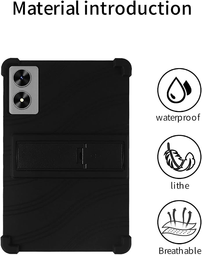for SHARECLOUD P10/Frameflow P10 2025 10.1 Inch Tablet CaseBOVUGAC Soft Silicone Adjustable Stand Shockproof Kids Friendly for SHARECLOUD P10_T 10.1 Tablet(Black)