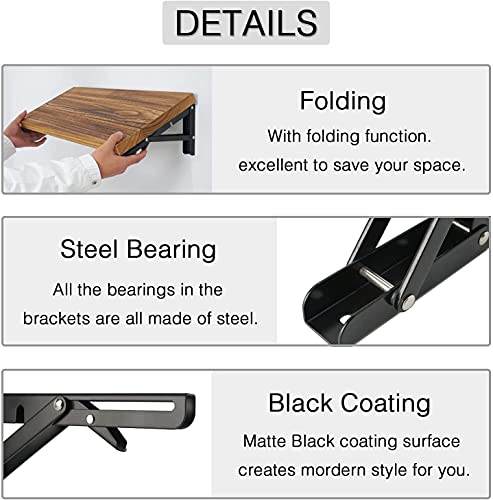 Folding Shelf Brackets - 20 Inch 2 Pcs Heavy Duty Metal Collapsible Shelf Bracket, DIY Wall Mounted Shelf Bracket, Space Saving for Bench Table - size: 20 Inch- 2 Packs